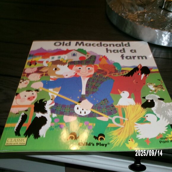 RARE Old Macdonald Had a Farm (Classic Books with Holes) Book w. Farmer Doll - Picture 3 of 9